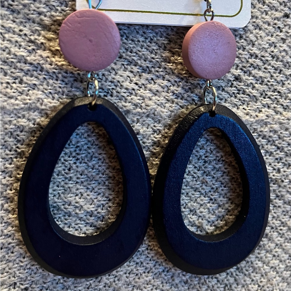 New- Pink and Navy Dangle Earrings